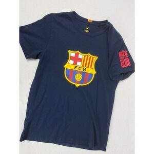 FC Barcelona Kids Soccer T Shirt Size 12 Navy Blue‎ FCB Crest Mesi que un club